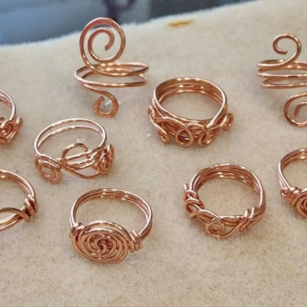 Elegant Copper Wire Wrapped Rings - Picture 1 of 1